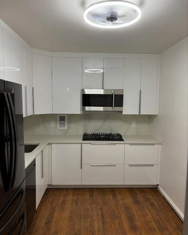 Renovated kitchen with quartz countertops in Paris